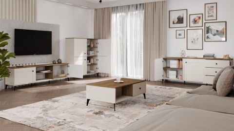 Komoda POINT 2D3S Kaszmir Beż Dąb Castello Szafka 3 Szuflady 2 Drzwi Salon