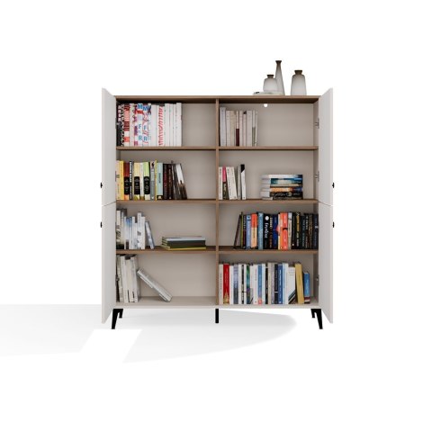 Komoda POINT 4D Kaszmir Beż Dąb Castello Szafka 4 Drzwi 8 Półek Do Salonu