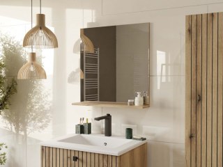 LUSTRO ŁAZIENKOWE Z PÓŁKĄ TIGO 60x61,5 CM DĄB EVOKE DO ŁAZIENKI PRZEDPOKOJU