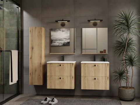 LUSTRO ŁAZIENKOWE Z PÓŁKĄ TIGO 60x61,5 CM DĄB EVOKE DO ŁAZIENKI PRZEDPOKOJU