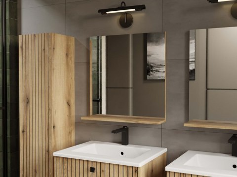 LUSTRO ŁAZIENKOWE Z PÓŁKĄ TIGO 60x61,5 CM DĄB EVOKE DO ŁAZIENKI PRZEDPOKOJU