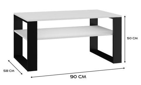 Stolik Kawowy Biały Ława Z Dodatkowym Blatem 90cm Do Salonu Biura