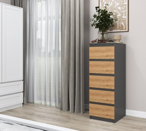 W5 KOMODA 5 SZUFLAD - ANTRACYT / ARTISAN