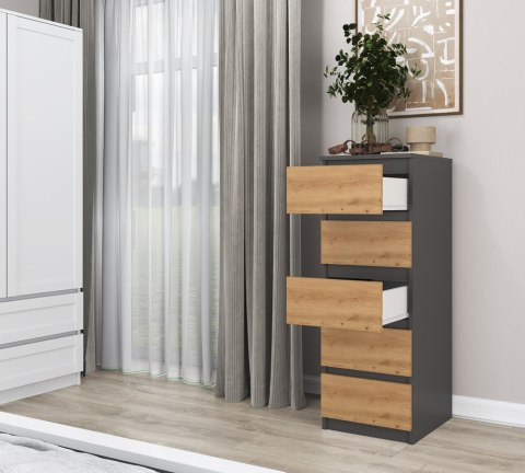 W5 KOMODA 5 SZUFLAD - ANTRACYT / ARTISAN