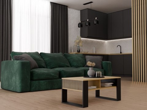 Stolik Kawowy LOFT Dąb Artisan LAMELE Nowoczesna Ława Do Salonu Półki