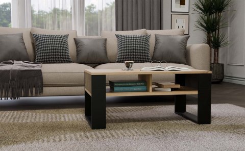 Stolik Kawowy LOFT Dąb Artisan LAMELE Nowoczesna Ława Do Salonu Półki