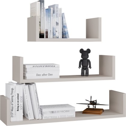 Półka Wisząca MOBI 3P Komplet 3x - Nowoczesne Półki Ścienne KASZMIR BEŻ