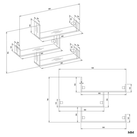Półki Wiszące KOBI Do Salonu Do Pokoju BIAŁY
