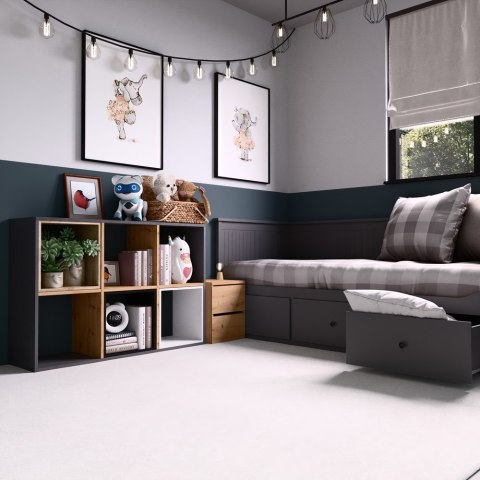 REGAŁ OTWARTY KOMOROWY 2X3 PÓŁKA NA KSIĄŻKI ZABAWKI PÓŁKI MALAX 2X3 ANT/ART