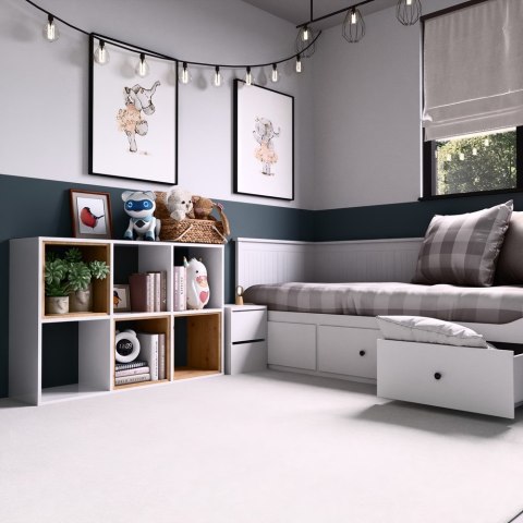 REGAŁ OTWARTY KOMOROWY 2X3 PÓŁKA NA KSIĄŻKI ZABAWKI PÓŁKI MALAX 2X3 BIEL