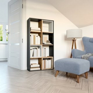 REGAŁ OTWARTY KOMOROWY 2X4 PÓŁKA NA KSIĄŻKI ZABAWKI PÓŁKI MALAX 2X4 ANTRACYT/ARTISAN