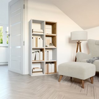 REGAŁ OTWARTY KOMOROWY 2X4 PÓŁKA NA KSIĄŻKI ZABAWKI PÓŁKI MALAX 2X4 BIEL