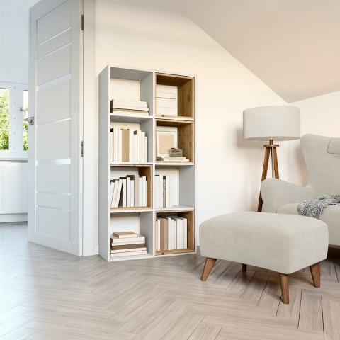 REGAŁ OTWARTY KOMOROWY 2X4 PÓŁKA NA KSIĄŻKI ZABAWKI PÓŁKI MALAX 2X4 BIEL