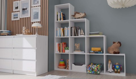 Regał Schodkowy Nowoczesna Komoda Półka Na Książki Ozdoby 14 Półek Biały