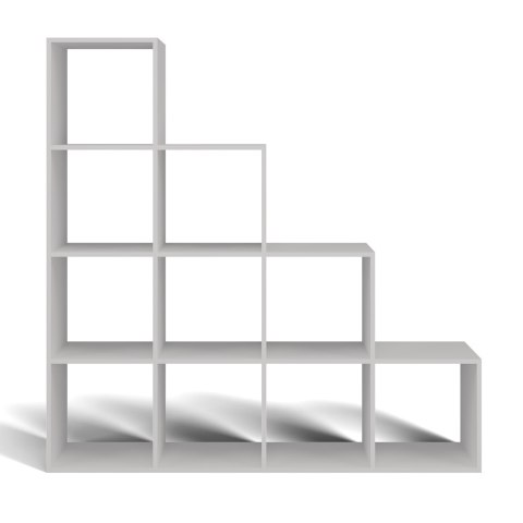 Regał Schodkowy Nowoczesna Komoda Półka Na Książki Ozdoby 14 Półek Biały