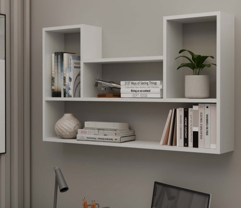 Regał Wiszący Ścienny 5 Półek Na Książki Ozdoby Zdjęcia Nowoczesny Biały