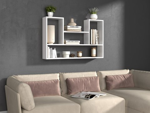 Regał Wiszący Ścienny 5 Półek Na Książki Ozdoby Zdjęcia Nowoczesny Biały