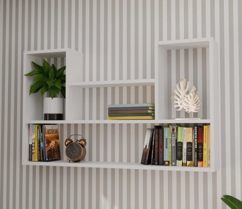 Regał Wiszący Ścienny 5 Półek Na Książki Ozdoby Zdjęcia Nowoczesny Biały