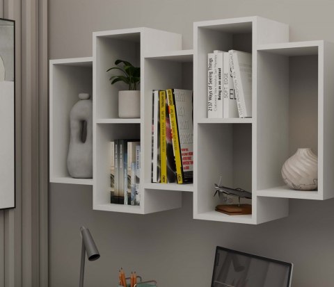 Półka Wisząca Ścienna Regał Na Książki Ozdoby Do Salonu Sypialni Biała