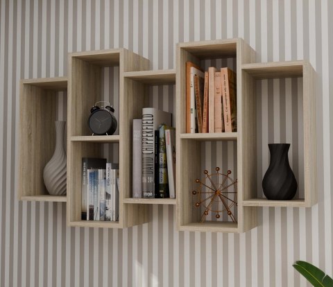 Regał Ścienny Wiszące Półki Na Książki Nowoczesny Mebel Do Salonu Sonoma