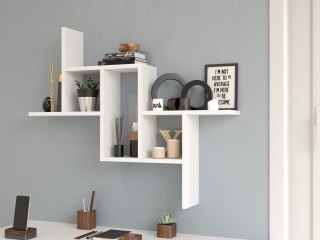 Półka Wisząca Ścienna Biała na Książki Ozdoby Regał Do Salonu Sypialni