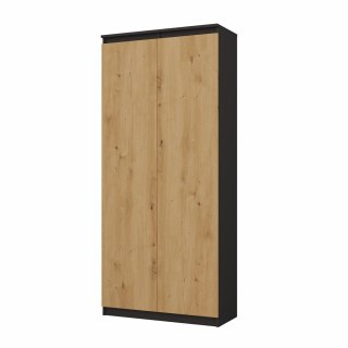 Regał Biurowy 80cm Półki Na Książki Dokumenty Drzwi 8Półek Antracyt Artisan