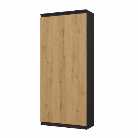 Regał Biurowy 80cm Półki Na Książki Dokumenty Drzwi 8Półek Antracyt Artisan