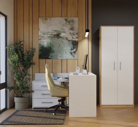 Regał Biurowy OLIV 2D 2 Drzwi Do Biura Do Gabinetu Salonu DĄB ARTISAN BIEL