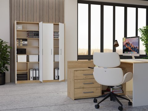 Regał Biurowy OLIV 2D 2 Drzwi Do Biura Do Gabinetu Salonu DĄB ARTISAN BIEL