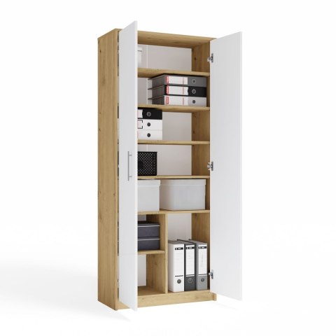 Regał Biurowy OLIV 2D 2 Drzwi Do Biura Do Gabinetu Salonu DĄB ARTISAN BIEL