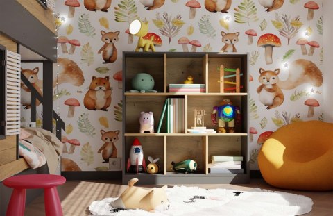 Regał Na Książki Stojący Biurowy Otwarty Komoda 8 Półek Artisan Antracyt