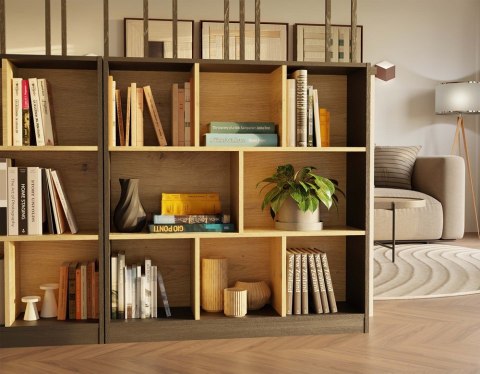 Regał Na Książki Stojący Biurowy Otwarty Komoda 8 Półek Artisan Antracyt