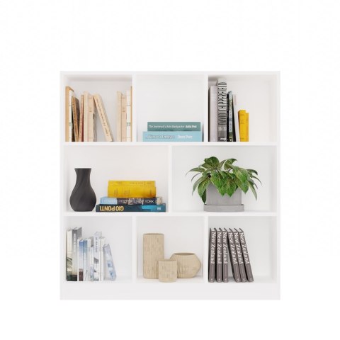 Regał Stojący Otwarty Duży Skandynawski Komoda Na Książki Biały 8 Półek