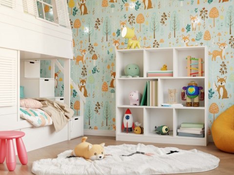 Regał Stojący Otwarty Duży Skandynawski Komoda Na Książki Biały 8 Półek