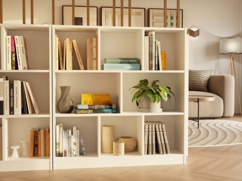 Regał Stojący Otwarty Duży Skandynawski Komoda Na Książki Biały 8 Półek