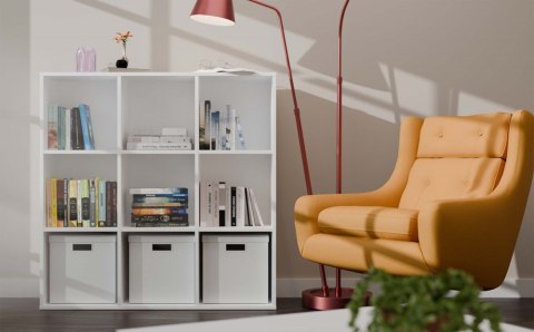 Regał Stojący Otwarty Duży Skandynawski Komoda Na Książki Biały 9 Półek