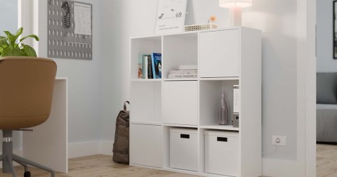 Regał Na Książki Stojący Otwarty Duży Komoda Biały 9 Półek