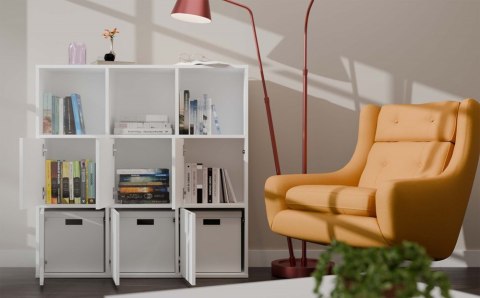 Regał Na Książki Stojący Otwarty Duży Komoda Biały 9 Półek