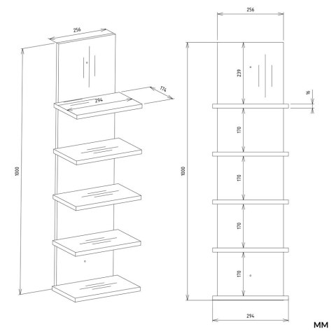 Regał Wiszący R5P 5 Półek Na Książki Do Biura Salonu Pokoju Dziecka BIAŁY