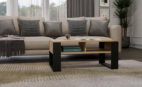 Stolik Kawowy Dąb Artisan Z Półką Nowoczesna Ława 90cm Loft Salon Biuro