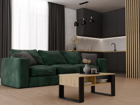 Stolik Kawowy Dąb Artisan Z Półką Nowoczesna Ława 90cm Loft Salon Biuro