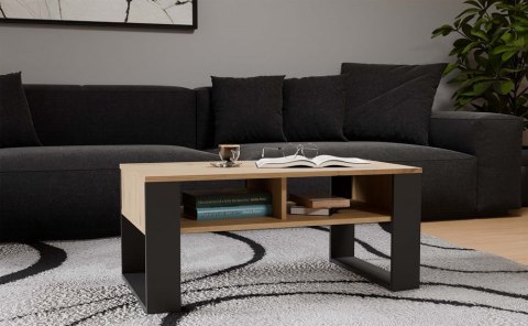 Stolik Kawowy 90cm Ława Nowoczesna Półki Loft Dąb Artisan Salon Biuro