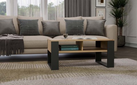 Stolik Kawowy 90cm Ława Nowoczesna Półki Loft Dąb Artisan Salon Biuro