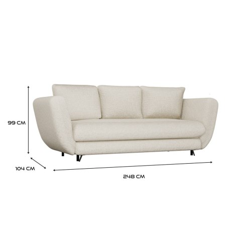 SOFA SARIS ROZKŁADANA BEŻOWA 3-OSOBOWA NOGA CZARNA