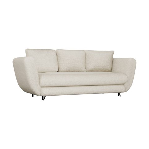 SOFA SARIS ROZKŁADANA BEŻOWA 3-OSOBOWA NOGA CZARNA