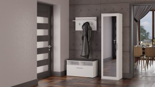 Szafa Z Lustrem Garderoba Biała Do Przedpokoju Sypialni Półki + Uchwyt