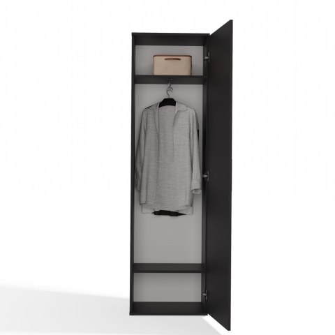 Szafa Z Lustrem Garderoba Czarna Do Przedpokoju Sypialni Półki + Uchwyt