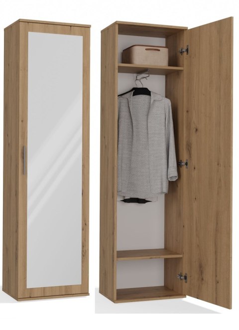 Szafa Jednodrzwiowa Z Lustrem Garderoba Sypialnia Wieszak 180x50 cm Artisan