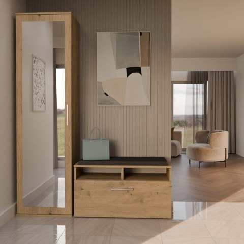 Szafa Jednodrzwiowa Z Lustrem Garderoba Sypialnia Wieszak 180x50 cm Artisan