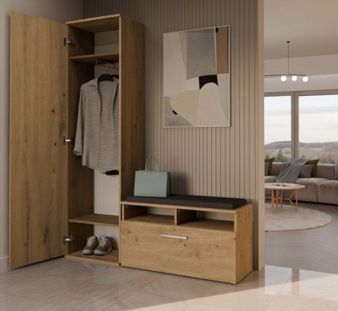 Szafa Jednodrzwiowa Z Lustrem Garderoba Sypialnia Wieszak 180x50 cm Artisan